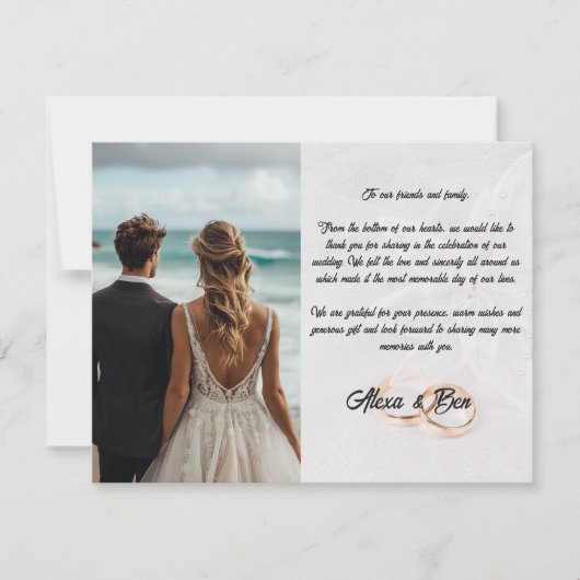 Elegant Custom Wedding Dank u kaart met bloemen Notitiekaartje (Voorkant)