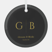 Elegant Custom Wedding Glass Ornament BLack (Voorkant)