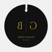 Elegant Custom Wedding Glass Ornament BLack (Achterkant)