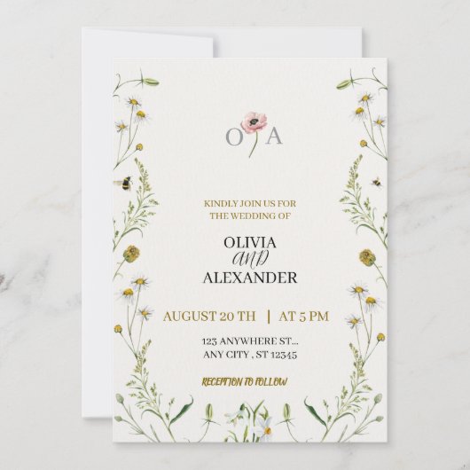 Elegant Custom Wedding Invitation Kaart (Voorkant)