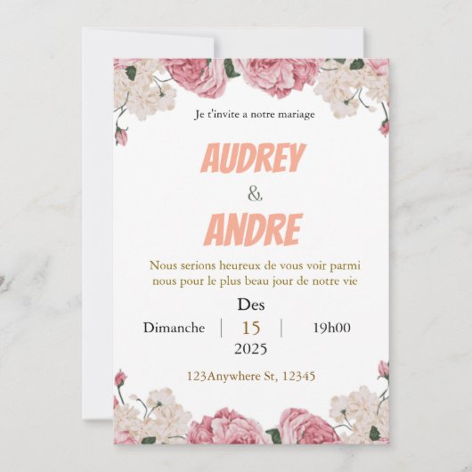 Elegant Custom Wedding Invitation Kaart (Voorkant)