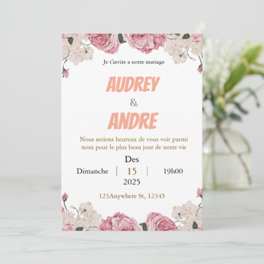 Elegant Custom Wedding Invitation Kaart (Staand voorkant)