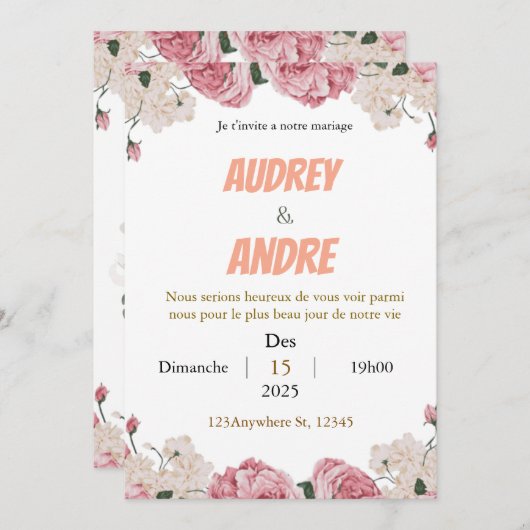 Elegant Custom Wedding Invitation Kaart (Voorkant / Achterkant)