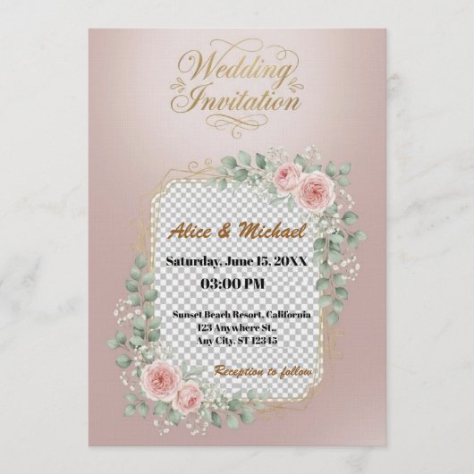 Elegant Custom Wedding Invitation – Minimalist Kaart (Voorkant)