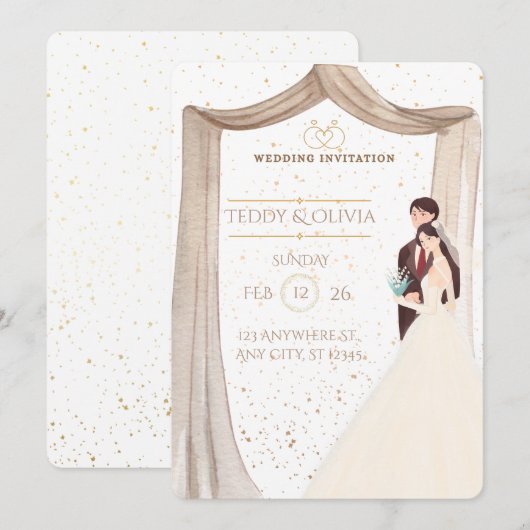 Elegant Custom Wedding Invitation - Romantic Bride Kaart (Voorkant / Achterkant)