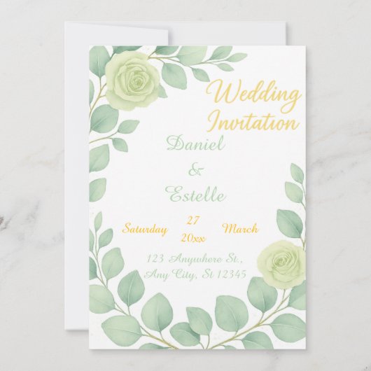 Elegant Custom Wedding Invitation with Accents Kaart (Achterkant)