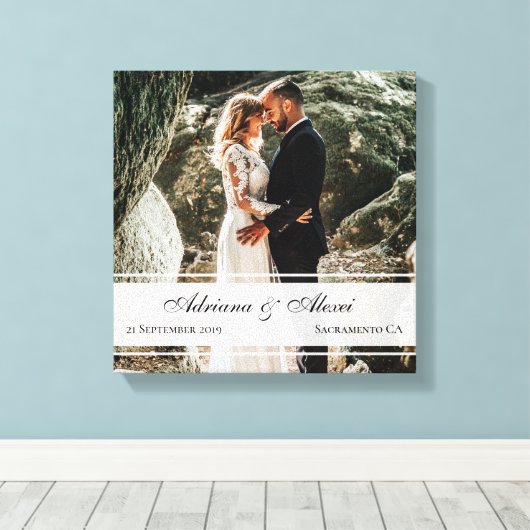 Elegant Custom Wedding Jubileum Foto Canvas Afdruk (Insitu (Houten vloer))