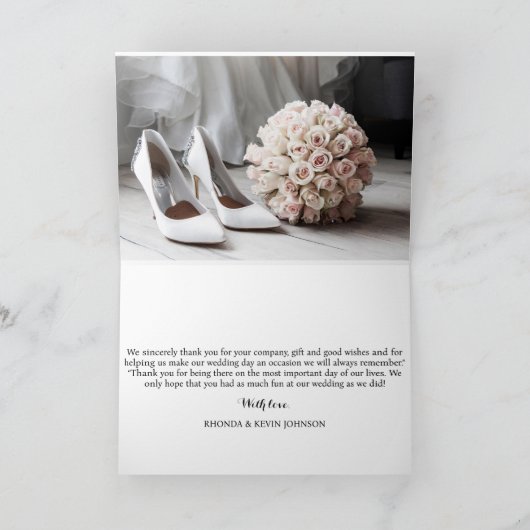 Elegant Custom Wedding Photo Hartelijk dank Bedankkaart (Binnen)