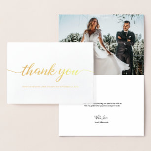 Elegant Custom Wedding Photo Script bedankt Folie Kaarten