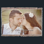 Elegant Custom Wedding Photo Throw Blanket Deken<br><div class="desc">De kleur van de tekst is donkerbruin. Als u de tekstkleur wilt wijzigen, klikt u op de knop "Aanpassen". U zult zien er dubbele tekstgebieden (toe te schrijven aan het witte shadowing) zijn. Klik de tekstgebieden op bovenkant om de kleur uit te geven. Vervang het afbeelding van de sjabloon door...</div>