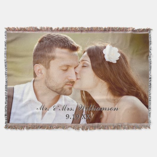 Elegant Custom Wedding Photo Throw Blanket Deken (Voorkant)