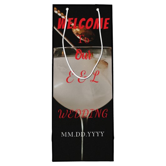 Elegant Custom Wedding Wine Invitation Gift Bag Wijn Cadeautas (Achterkant)