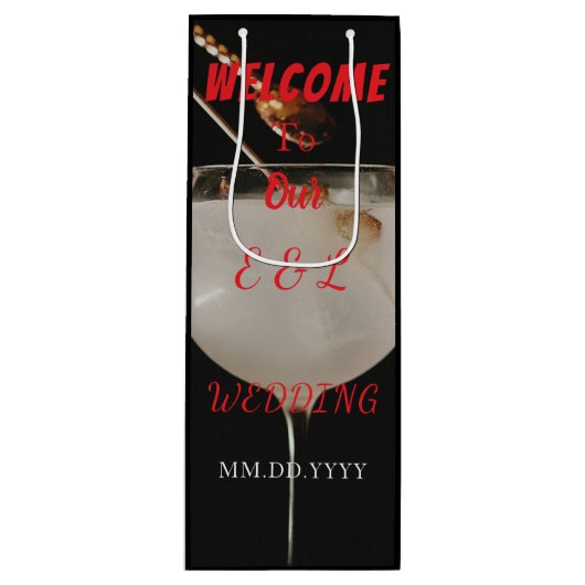 Elegant Custom Wedding Wine Invitation Gift Bag Wijn Cadeautas (Voorkant)