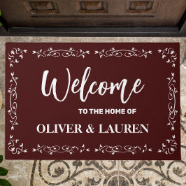 Elegant Custom Welkom bij het huis van | Maroon Deurmat