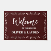 Elegant Custom Welkom bij het huis van | Maroon Deurmat (Voorkant)