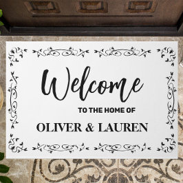 Elegant Custom Welkom bij het huis van | Wit Deurmat