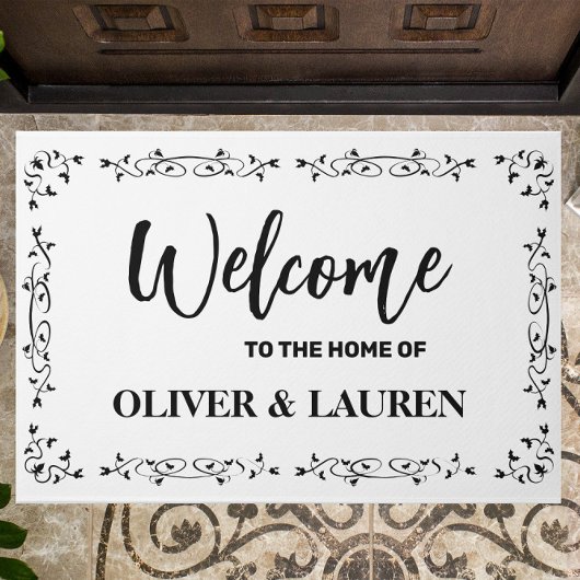 Elegant Custom Welkom bij het huis van | Wit Deurmat