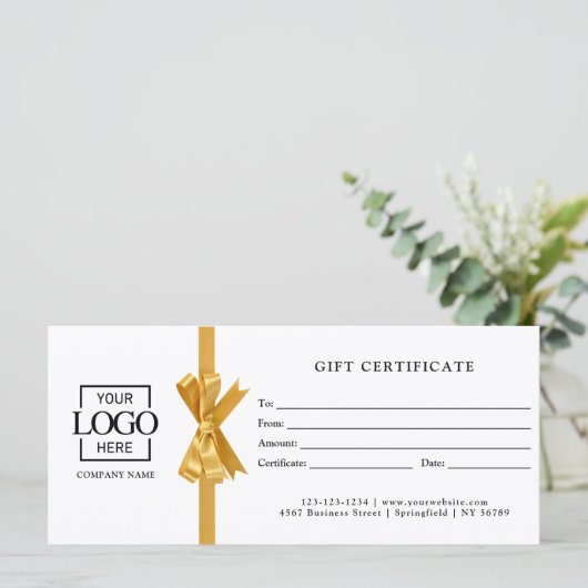 Elegant Custom White Business Gift Certificate (Staand voorkant)