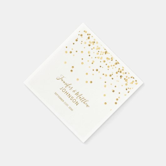 Elegant Custom White Gold Confetti Wedding Servetten (Hoek)