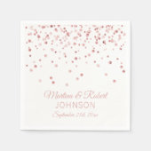 Elegant Custom White Rose Gold Confetti Weddenscha Servet (Voorkant)