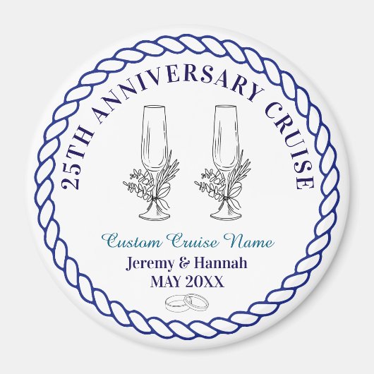 Elegant Custom Year Anniversary Cruise Cabin Door Magneet (Voorkant)