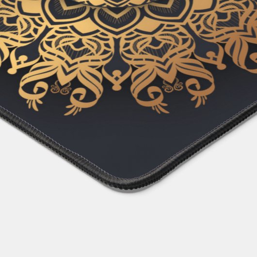 Elegant Custom Zwart en Goud Mandala Bureaumat (Hoek)