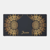 Elegant Custom Zwart en Goud Mandala Bureaumat (Voorkant)