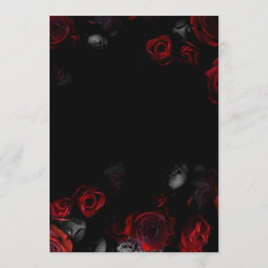Elegant Custom Zwart en Rood Bloemen Bruiloft Menu (Achterkant)