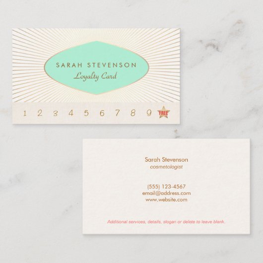 Elegant Customer Loyalty 10 Punch Kaart (Voorkant / Achterkant)