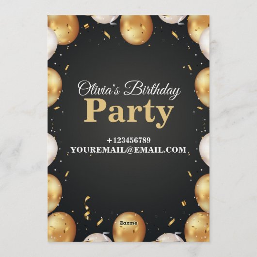 Elegant Customizable Birthday Invite Modern card Kaart (Achterkant)