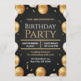Elegant Customizable Birthday Invite Modern card Kaart