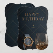 Elegant & Customizable Digital Birthday Invitation Kaart (Voorkant / Achterkant)