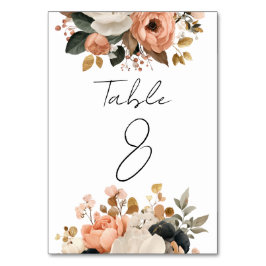 Elegant Customizable Floral Table Number Cards Kaart