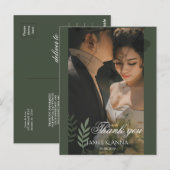 Elegant customizable olive green wedding  briefkaart (Voorkant / Achterkant)
