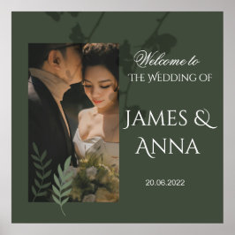 Elegant customizable olive green wedding poster