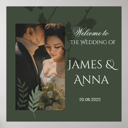 Elegant customizable olive green wedding poster (Voorkant)