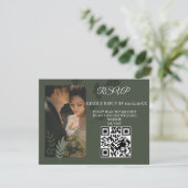 Elegant customizable olive green wedding RSVP kaartje (Staand voorkant)
