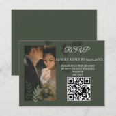 Elegant customizable olive green wedding RSVP kaartje (Voorkant / Achterkant)