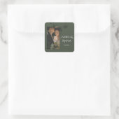 Elegant customizable olive green wedding  vierkante sticker (Tas)