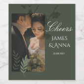 Elegant customizable olive green wedding  wijn etiket (Enkel label)