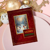 Elegant Customizable Photo Red & Gold Christmas Feestdagenkaart