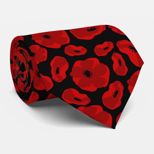 elegant customizable poppy flower  stropdas (Opgerold)