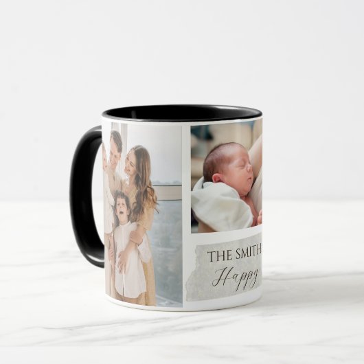 Elegant customized family collage mug mok (Voorkant links)