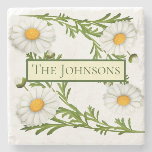 Elegant Cut Daisies Stenen Onderzetter (Voorkant)