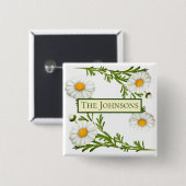 Elegant Cut Daisies Vierkante Button 5,1 Cm (Voorkant /achterkant)