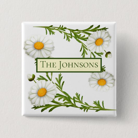 Elegant Cut Daisies Vierkante Button 5,1 Cm (Voorkant)