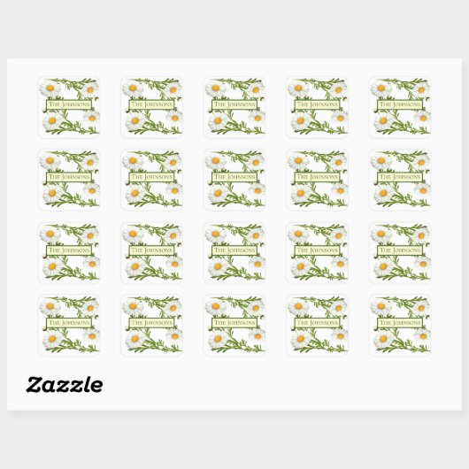 Elegant Cut Daisies Vierkante Sticker (Vel)