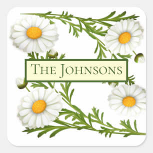 Elegant Cut Daisies Vierkante Sticker