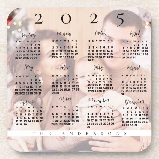 Elegant Cute 2023 Kalenderfamilie Foto naam Bier Onderzetter (Voorkant)