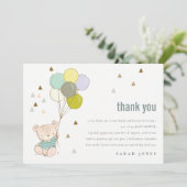 Elegant Cute Aqua Barly Wait Balloon Baby shower Bedankkaart (Staand voorkant)